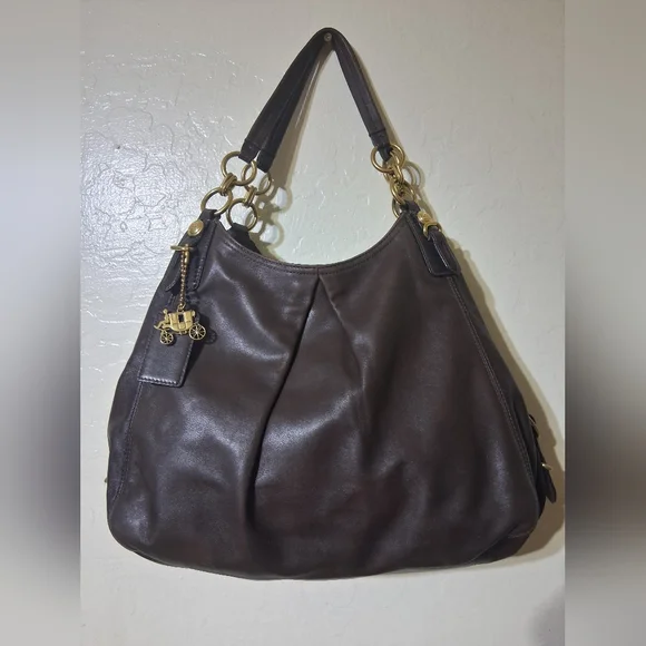 Classic Leather Hobo Bag in Dark Brown - Coach - Picture 1 of 7